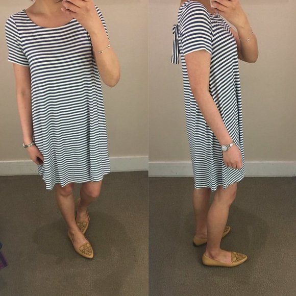 LOFT Dresses & Skirts - LOFT Striped Tie Back Swing Dress